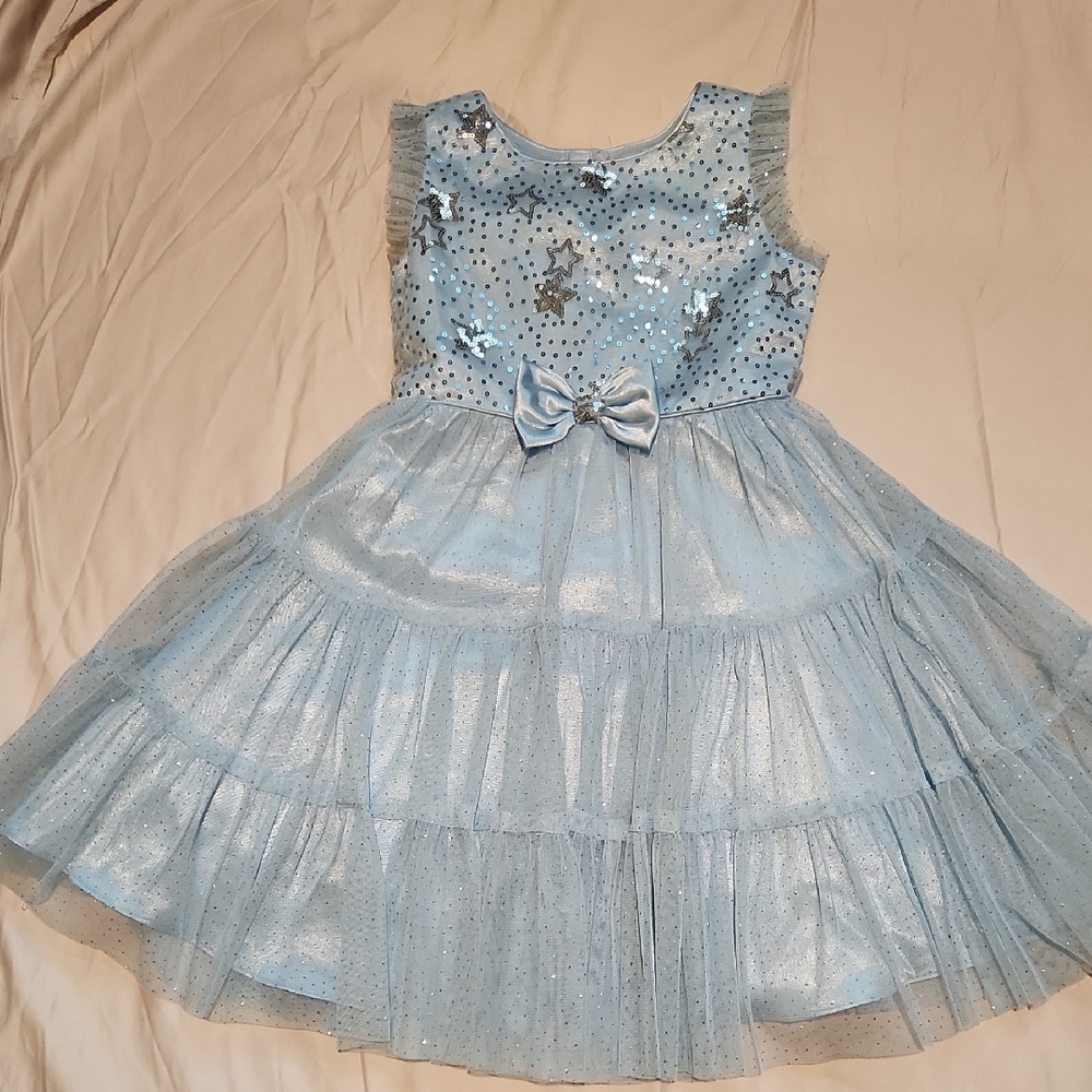 EUC Jona Michelle Light Blue Starry Sleveeless Dress Sz5